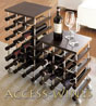 CANTY Luxury Saloon-Bar Kit - BLACK weng� 12 bottles wooden rack on casters with aluminum cross-bar and tablet 